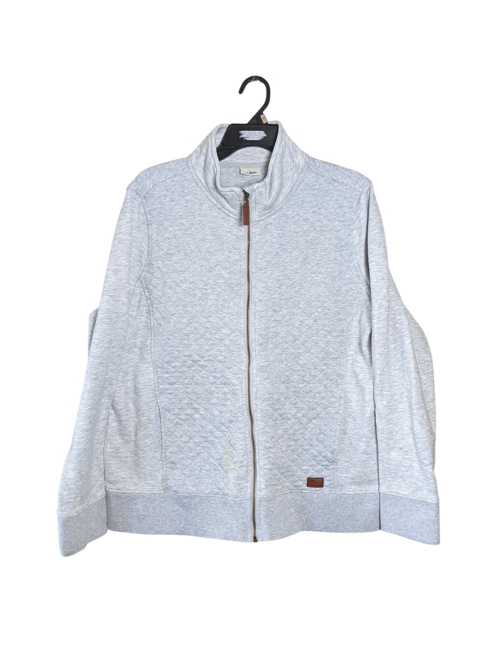 L.L. Bean Women's Light Gray Quilted Full-Zip Jacket Size XL